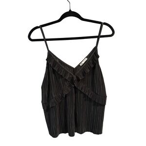 ZARA Black Pleated Ruffle Cami Tank Top- Size US 6